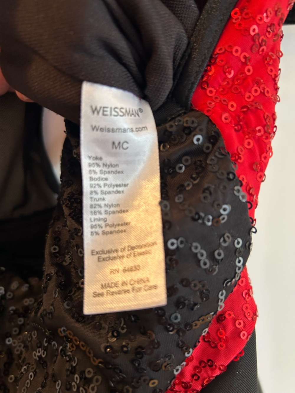 Weissman Red & Black Sequin Panel Dance Costume - MC (10/12) - Picture 15 of 15